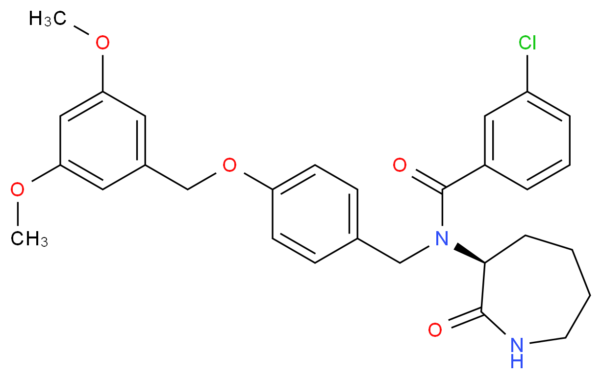 3-chloro-N-{4-[(3,5-dimethoxybenzyl)oxy]benzyl}-N-[(3S)-2-oxo-3-azepanyl]benzamide_分子结构_CAS_)