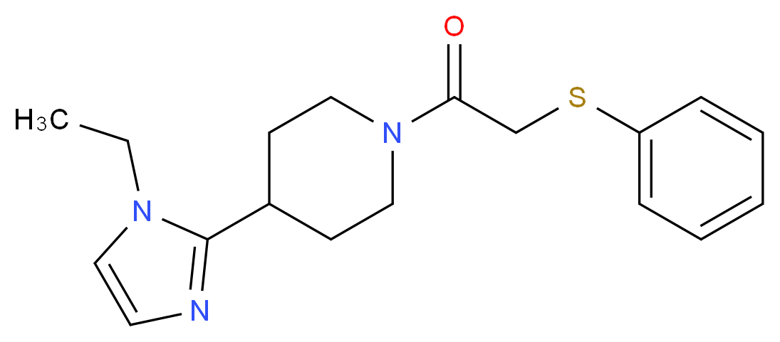 4-(1-ethyl-1H-imidazol-2-yl)-1-[(phenylthio)acetyl]piperidine_分子结构_CAS_)