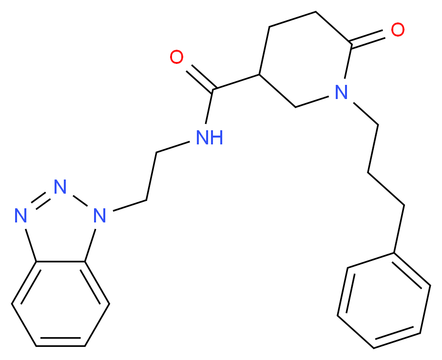 N-[2-(1H-1,2,3-benzotriazol-1-yl)ethyl]-6-oxo-1-(3-phenylpropyl)-3-piperidinecarboxamide_分子结构_CAS_)