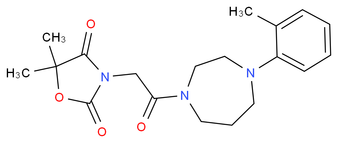 5,5-dimethyl-3-{2-[4-(2-methylphenyl)-1,4-diazepan-1-yl]-2-oxoethyl}-1,3-oxazolidine-2,4-dione_分子结构_CAS_)