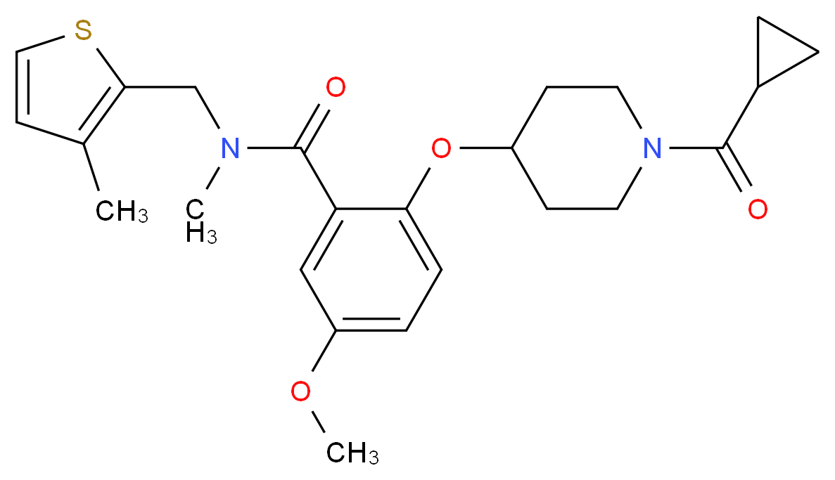2-{[1-(cyclopropylcarbonyl)-4-piperidinyl]oxy}-5-methoxy-N-methyl-N-[(3-methyl-2-thienyl)methyl]benzamide_分子结构_CAS_)