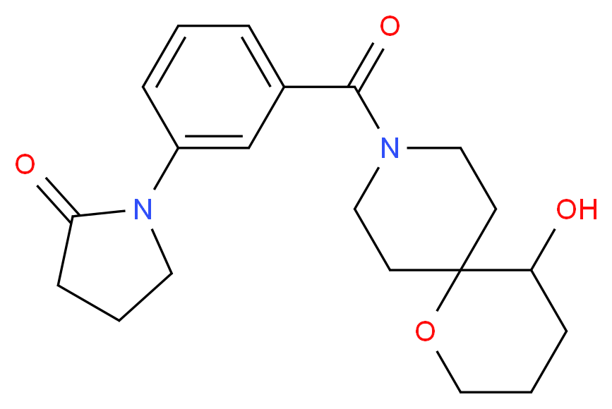 1-{3-[(5-hydroxy-1-oxa-9-azaspiro[5.5]undec-9-yl)carbonyl]phenyl}-2-pyrrolidinone_分子结构_CAS_)