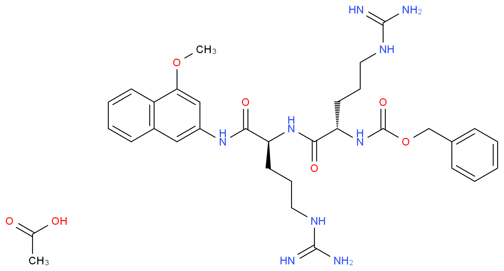 acetic acid benzyl N-[(1S)-4-carbamimidamido-1-{[(1S)-4-carbamimidamido-1-[(4-methoxynaphthalen-2-yl)carbamoyl]butyl]carbamoyl}butyl]carbamate_分子结构_CAS_100900-19-4