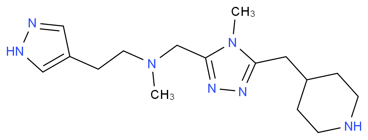 N-methyl-N-{[4-methyl-5-(piperidin-4-ylmethyl)-4H-1,2,4-triazol-3-yl]methyl}-2-(1H-pyrazol-4-yl)ethanamine_分子结构_CAS_)