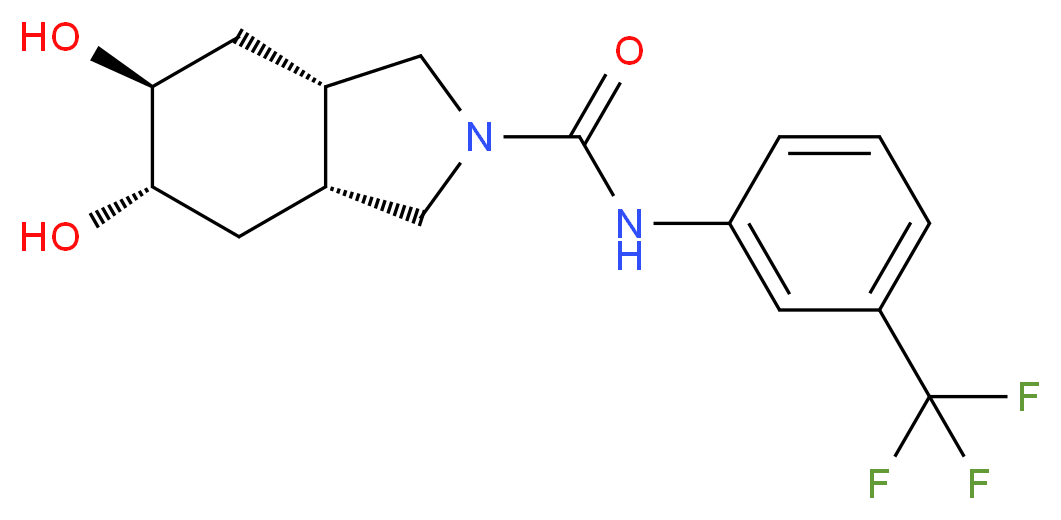 (3aR*,5S*,6S*,7aS*)-5,6-dihydroxy-N-[3-(trifluoromethyl)phenyl]octahydro-2H-isoindole-2-carboxamide_分子结构_CAS_)