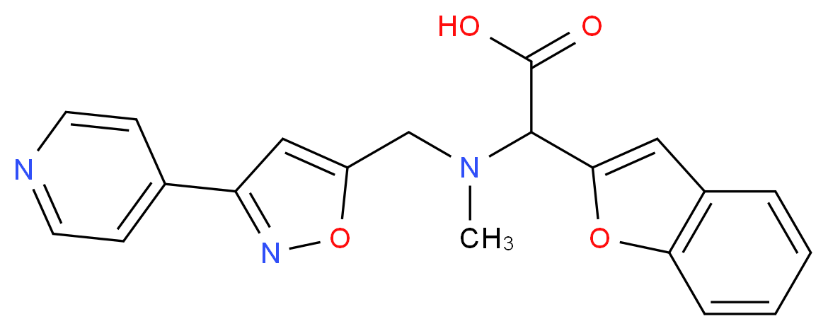 1-benzofuran-2-yl{methyl[(3-pyridin-4-ylisoxazol-5-yl)methyl]amino}acetic acid_分子结构_CAS_)