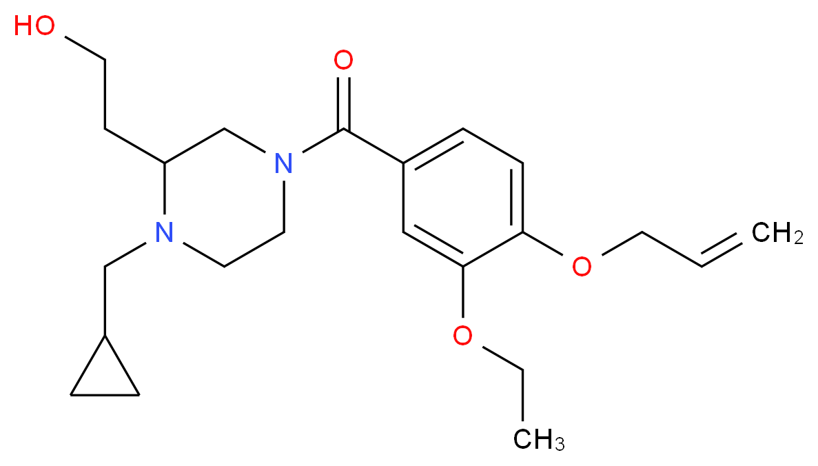 2-[4-[4-(allyloxy)-3-ethoxybenzoyl]-1-(cyclopropylmethyl)piperazin-2-yl]ethanol_分子结构_CAS_)