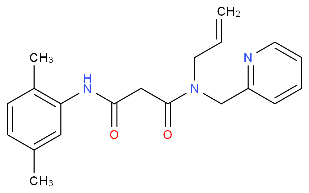 N-allyl-N'-(2,5-dimethylphenyl)-N-(pyridin-2-ylmethyl)malonamide_分子结构_CAS_)
