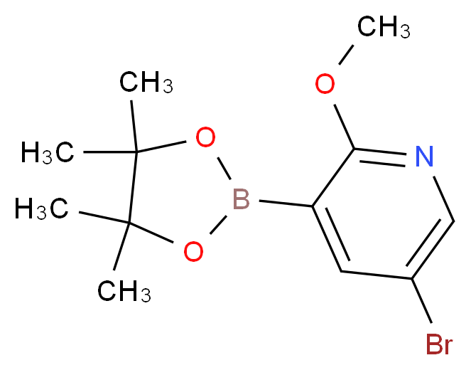 5-bromo-2-methoxy-3-(tetramethyl-1,3,2-dioxaborolan-2-yl)pyridine_分子结构_CAS_1073353-75-9