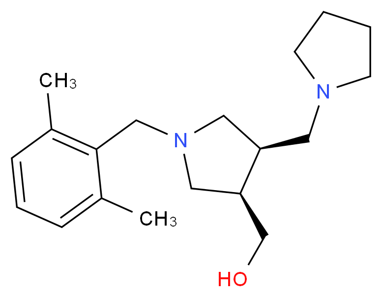 [(3R*,4R*)-1-(2,6-dimethylbenzyl)-4-(pyrrolidin-1-ylmethyl)pyrrolidin-3-yl]methanol_分子结构_CAS_)