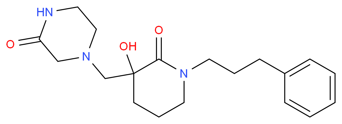 4-{[3-hydroxy-2-oxo-1-(3-phenylpropyl)piperidin-3-yl]methyl}piperazin-2-one_分子结构_CAS_)