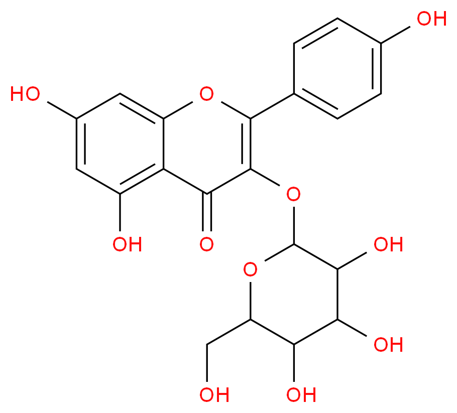 5,7-dihydroxy-2-(4-hydroxyphenyl)-3-{[3,4,5-trihydroxy-6-(hydroxymethyl)oxan-2-yl]oxy}-4H-chromen-4-one_分子结构_CAS_23627-87-4