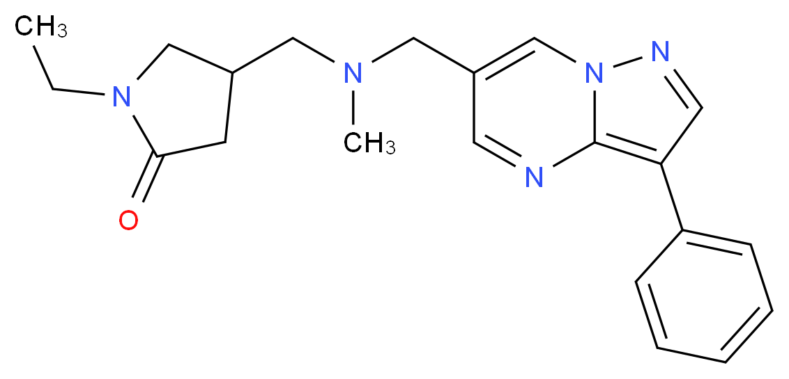 1-ethyl-4-({methyl[(3-phenylpyrazolo[1,5-a]pyrimidin-6-yl)methyl]amino}methyl)pyrrolidin-2-one_分子结构_CAS_)