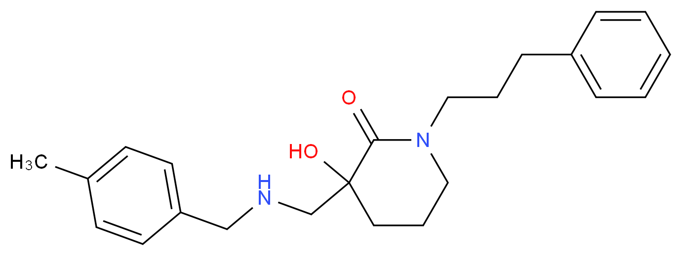 3-hydroxy-3-{[(4-methylbenzyl)amino]methyl}-1-(3-phenylpropyl)piperidin-2-one_分子结构_CAS_)