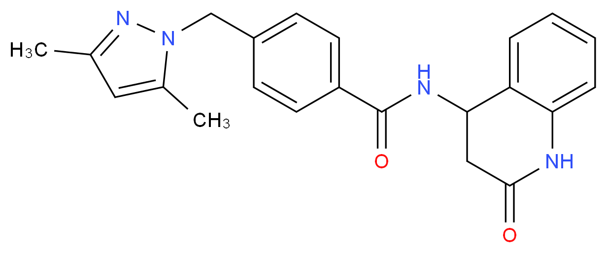 4-[(3,5-dimethyl-1H-pyrazol-1-yl)methyl]-N-(2-oxo-1,2,3,4-tetrahydro-4-quinolinyl)benzamide_分子结构_CAS_)