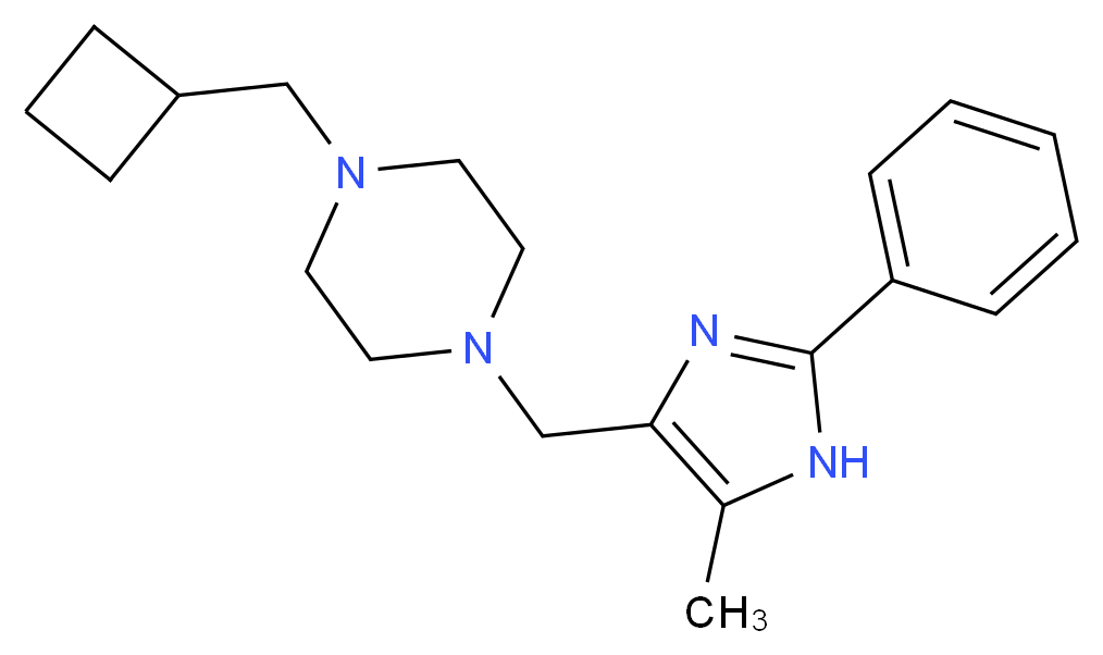 1-(cyclobutylmethyl)-4-[(5-methyl-2-phenyl-1H-imidazol-4-yl)methyl]piperazine_分子结构_CAS_)