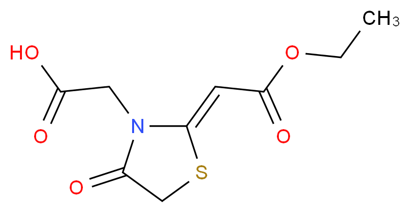 [(2Z)-2-(2-ethoxy-2-oxoethylidene)-4-oxo-1,3-thiazolidin-3-yl]acetic acid_分子结构_CAS_)