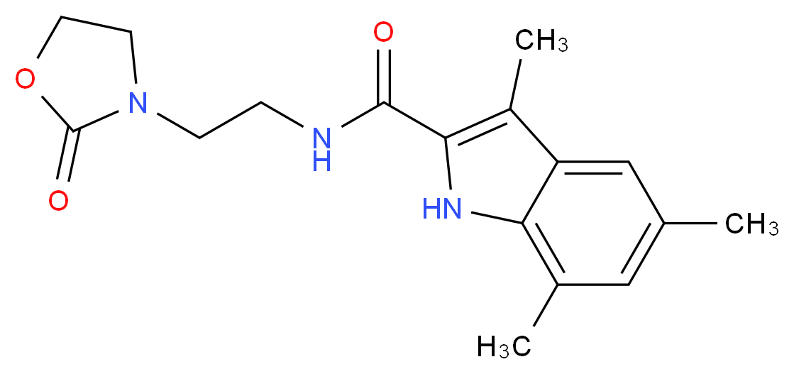 3,5,7-trimethyl-N-[2-(2-oxo-1,3-oxazolidin-3-yl)ethyl]-1H-indole-2-carboxamide_分子结构_CAS_)