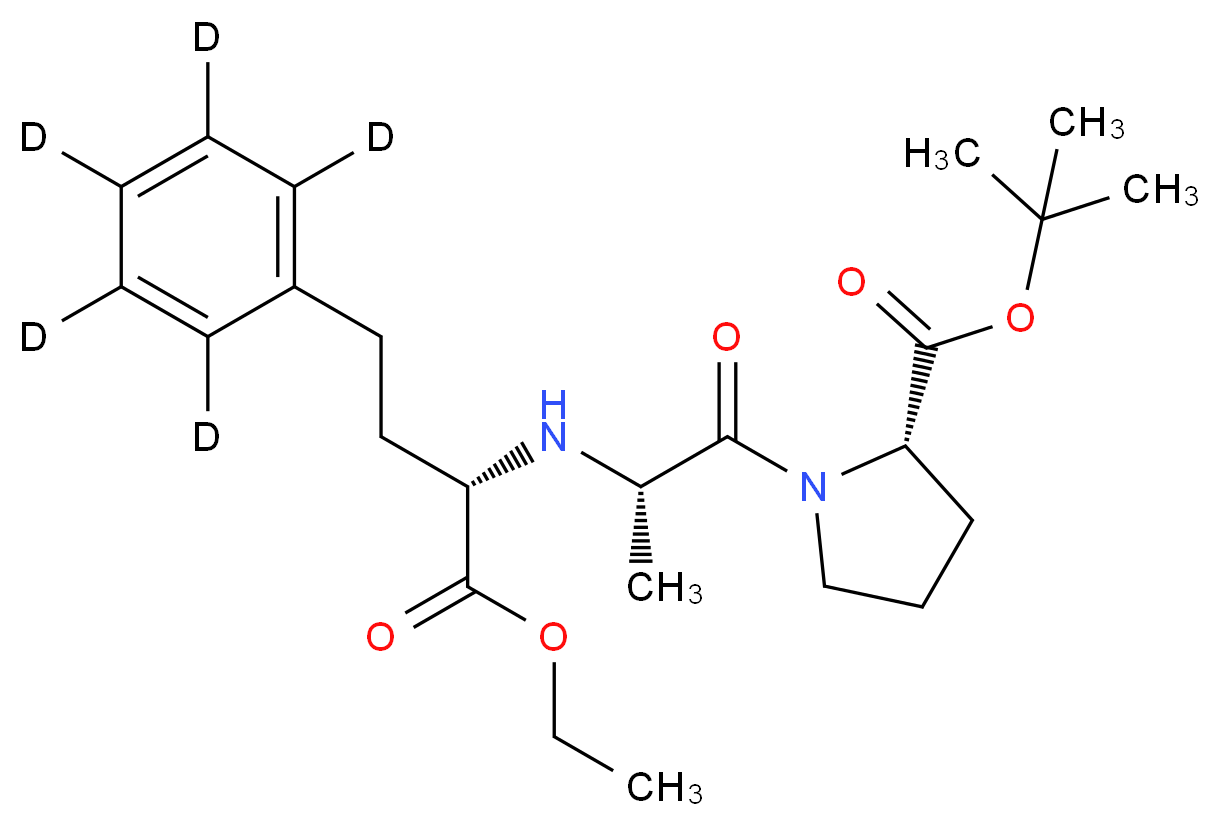 tert-butyl (2S)-1-[(2S)-2-{[(2S)-1-ethoxy-1-oxo-4-(<sup>2</sup>H<sub>5</sub>)phenylbutan-2-yl]amino}propanoyl]pyrrolidine-2-carboxylate_分子结构_CAS_1356837-84-7