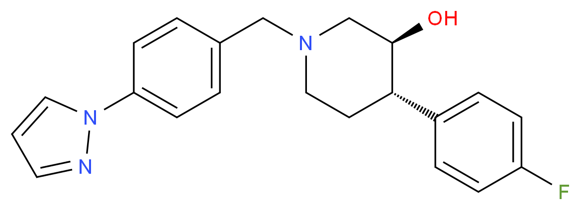 (3S*,4S*)-4-(4-fluorophenyl)-1-[4-(1H-pyrazol-1-yl)benzyl]piperidin-3-ol_分子结构_CAS_)