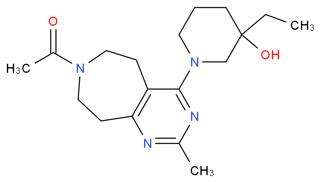 1-(7-acetyl-2-methyl-6,7,8,9-tetrahydro-5H-pyrimido[4,5-d]azepin-4-yl)-3-ethylpiperidin-3-ol_分子结构_CAS_)