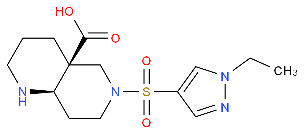 (4aS*,8aR*)-6-[(1-ethyl-1H-pyrazol-4-yl)sulfonyl]octahydro-1,6-naphthyridine-4a(2H)-carboxylic acid_分子结构_CAS_)