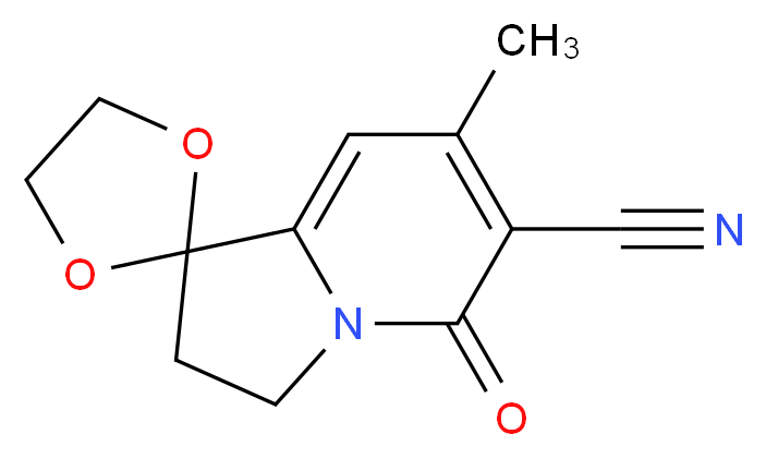 7'-methyl-5'-oxo-3',5'-dihydro-2'H-spiro[1,3-dioxolane-2,1'-indolizine]-6'-carbonitrile_分子结构_CAS_58610-64-3