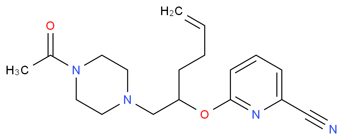 6-({1-[(4-acetylpiperazin-1-yl)methyl]pent-4-en-1-yl}oxy)pyridine-2-carbonitrile_分子结构_CAS_)