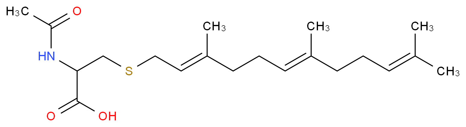 2-acetamido-3-{[(2E,6E)-3,7,11-trimethyldodeca-2,6,10-trien-1-yl]sulfanyl}propanoic acid_分子结构_CAS_135304-07-3