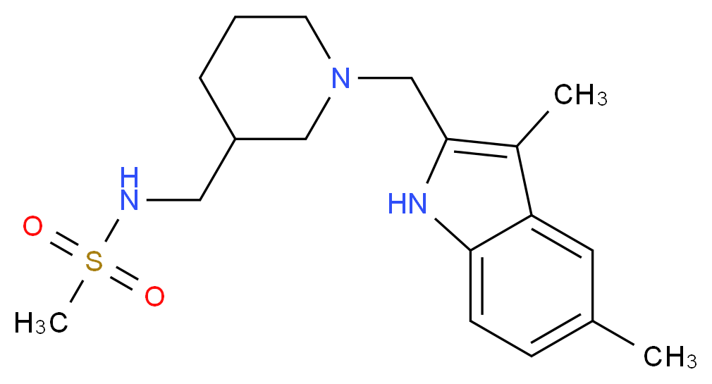 N-({1-[(3,5-dimethyl-1H-indol-2-yl)methyl]piperidin-3-yl}methyl)methanesulfonamide_分子结构_CAS_)