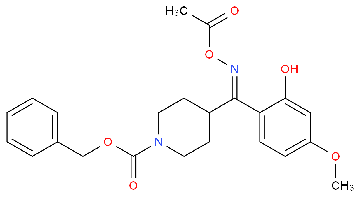 benzyl 4-[(1E)-[(acetyloxy)imino](2-hydroxy-4-methoxyphenyl)methyl]piperidine-1-carboxylate_分子结构_CAS_84163-48-4