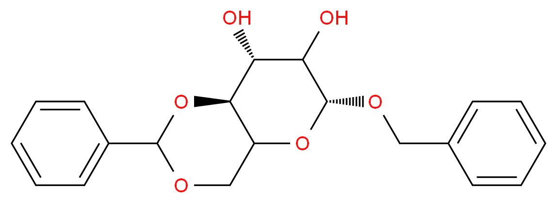 (6R,8R,8aS)-6-(benzyloxy)-2-phenyl-hexahydro-2H-pyrano[3,2-d][1,3]dioxine-7,8-diol_分子结构_CAS_58006-32-9