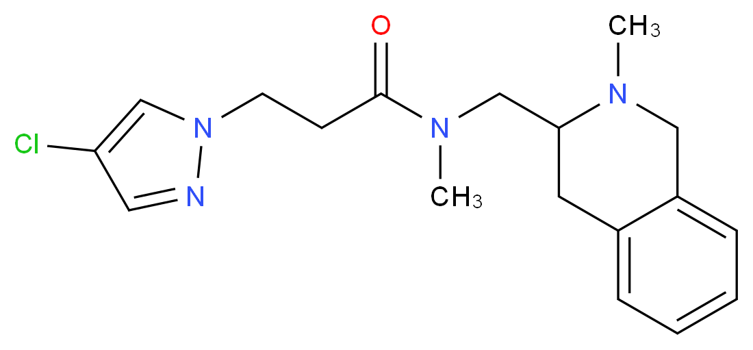 3-(4-chloro-1H-pyrazol-1-yl)-N-methyl-N-[(2-methyl-1,2,3,4-tetrahydro-3-isoquinolinyl)methyl]propanamide_分子结构_CAS_)