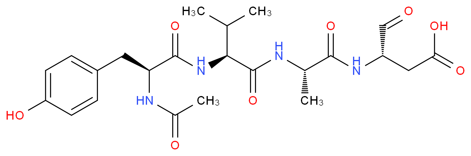 (3S)-3-[(2S)-2-[(2S)-2-[(2S)-2-acetamido-3-(4-hydroxyphenyl)propanamido]-3-methylbutanamido]propanamido]-4-oxobutanoic acid_分子结构_CAS_174063-88-8