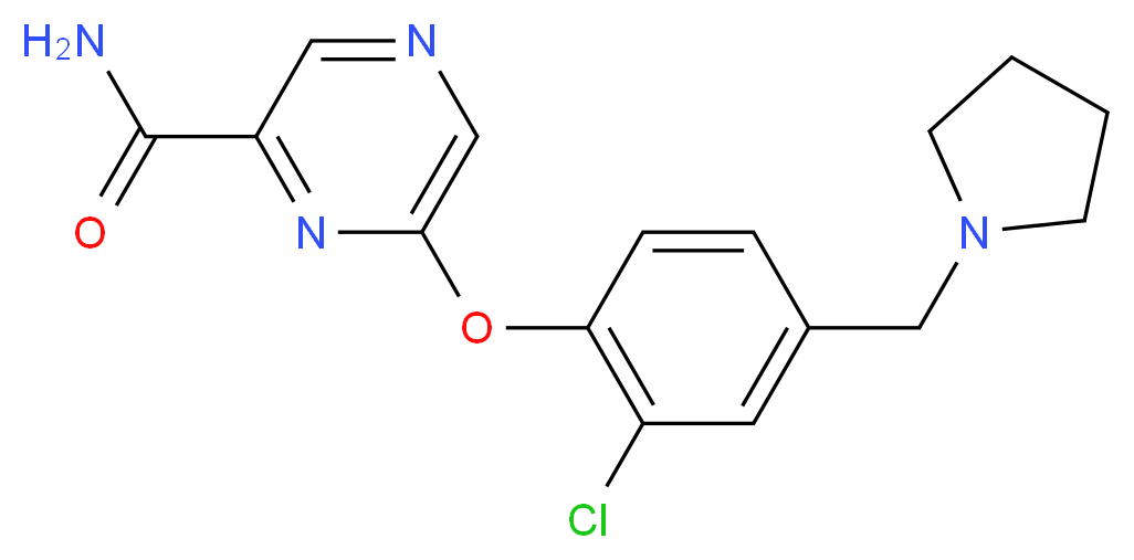 6-[2-chloro-4-(pyrrolidin-1-ylmethyl)phenoxy]pyrazine-2-carboxamide_分子结构_CAS_)