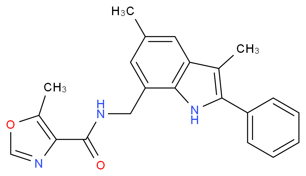 N-[(3,5-dimethyl-2-phenyl-1H-indol-7-yl)methyl]-5-methyl-1,3-oxazole-4-carboxamide_分子结构_CAS_)
