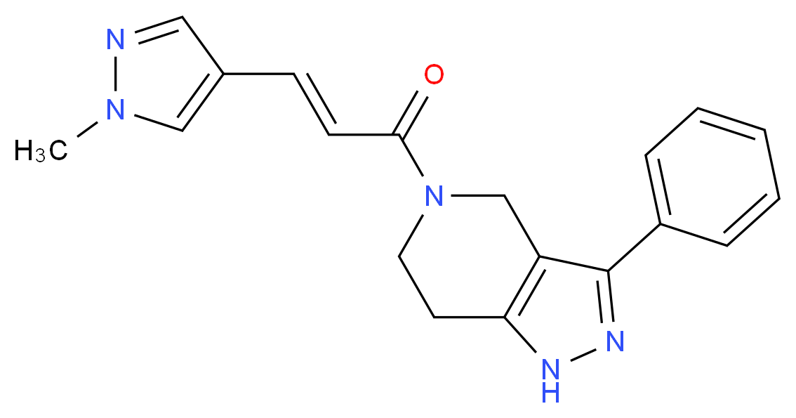 5-[(2E)-3-(1-methyl-1H-pyrazol-4-yl)prop-2-enoyl]-3-phenyl-4,5,6,7-tetrahydro-1H-pyrazolo[4,3-c]pyridine_分子结构_CAS_)