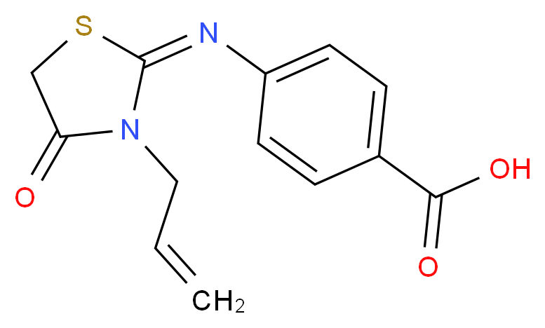 4-{[(2E)-4-oxo-3-(prop-2-en-1-yl)-1,3-thiazolidin-2-ylidene]amino}benzoic acid_分子结构_CAS_303093-13-2