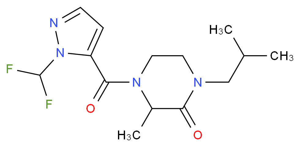 4-{[1-(difluoromethyl)-1H-pyrazol-5-yl]carbonyl}-1-isobutyl-3-methyl-2-piperazinone_分子结构_CAS_)