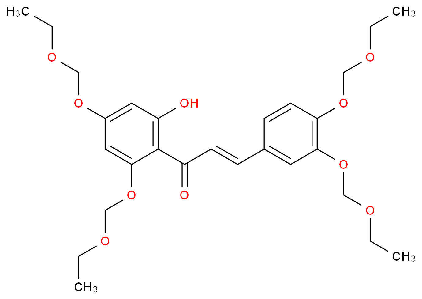 (2E)-1-[2,4-bis(ethoxymethoxy)-6-hydroxyphenyl]-3-[3,4-bis(ethoxymethoxy)phenyl]prop-2-en-1-one_分子结构_CAS_1076199-11-5