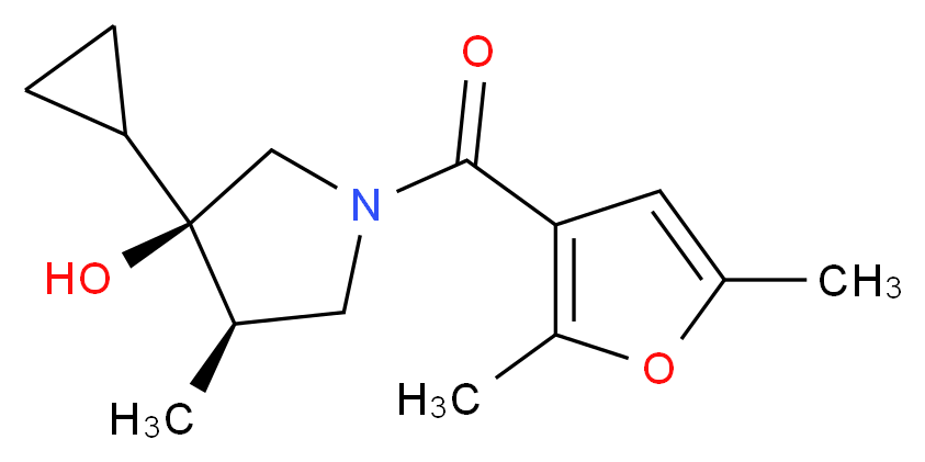 (3R*,4R*)-3-cyclopropyl-1-(2,5-dimethyl-3-furoyl)-4-methylpyrrolidin-3-ol_分子结构_CAS_)