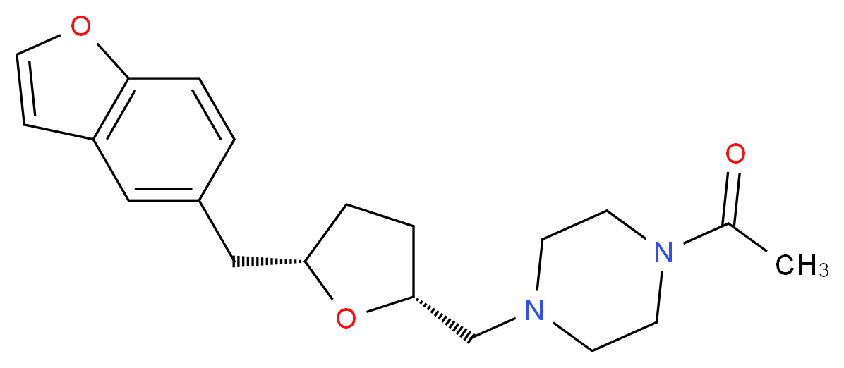 1-acetyl-4-{[(2R*,5S*)-5-(1-benzofuran-5-ylmethyl)tetrahydrofuran-2-yl]methyl}piperazine_分子结构_CAS_)