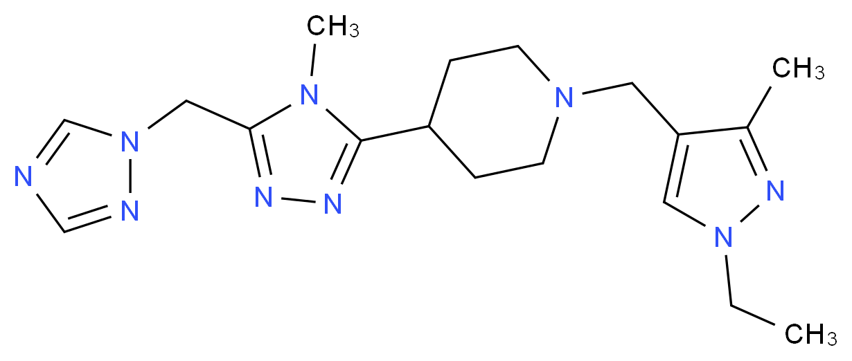 1-[(1-ethyl-3-methyl-1H-pyrazol-4-yl)methyl]-4-[4-methyl-5-(1H-1,2,4-triazol-1-ylmethyl)-4H-1,2,4-triazol-3-yl]piperidine_分子结构_CAS_)