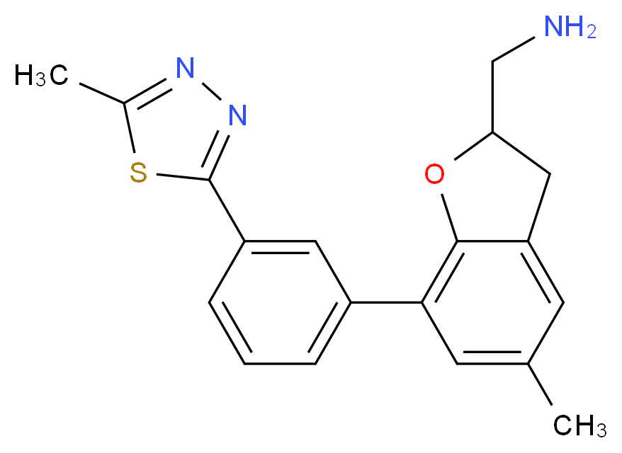 ({5-methyl-7-[3-(5-methyl-1,3,4-thiadiazol-2-yl)phenyl]-2,3-dihydro-1-benzofuran-2-yl}methyl)amine_分子结构_CAS_)