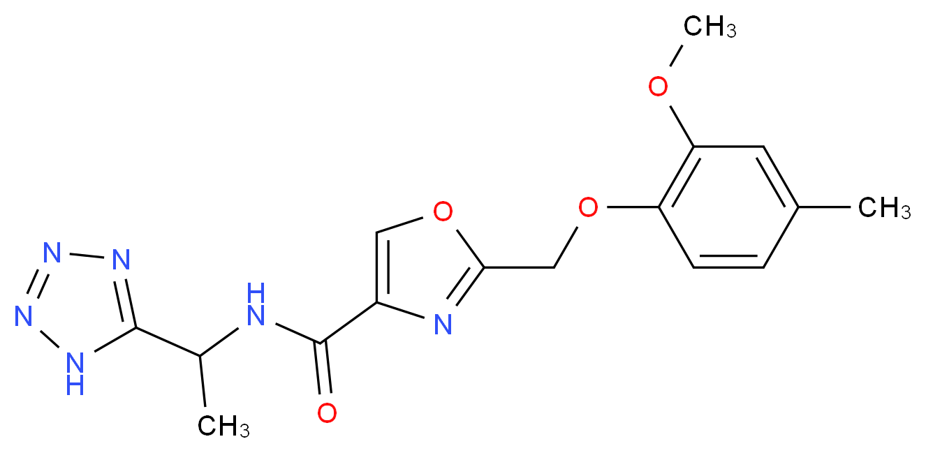 2-[(2-methoxy-4-methylphenoxy)methyl]-N-[1-(1H-tetrazol-5-yl)ethyl]-1,3-oxazole-4-carboxamide_分子结构_CAS_)