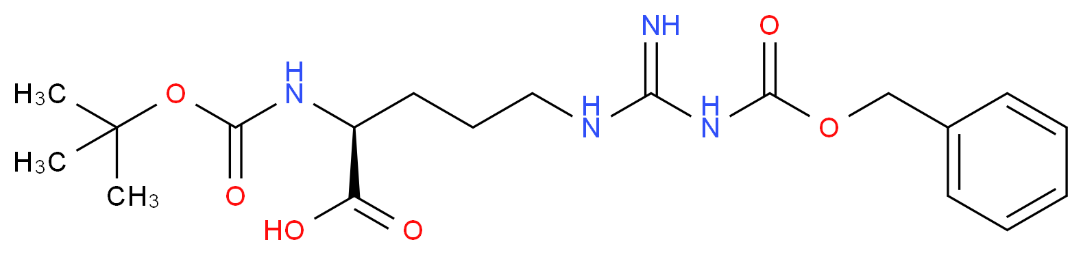 (2S)-5-[({[(benzyloxy)carbonyl]amino}methanimidoyl)amino]-2-{[(tert-butoxy)carbonyl]amino}pentanoic acid_分子结构_CAS_51219-18-2