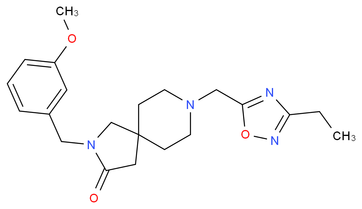 8-[(3-ethyl-1,2,4-oxadiazol-5-yl)methyl]-2-(3-methoxybenzyl)-2,8-diazaspiro[4.5]decan-3-one_分子结构_CAS_)