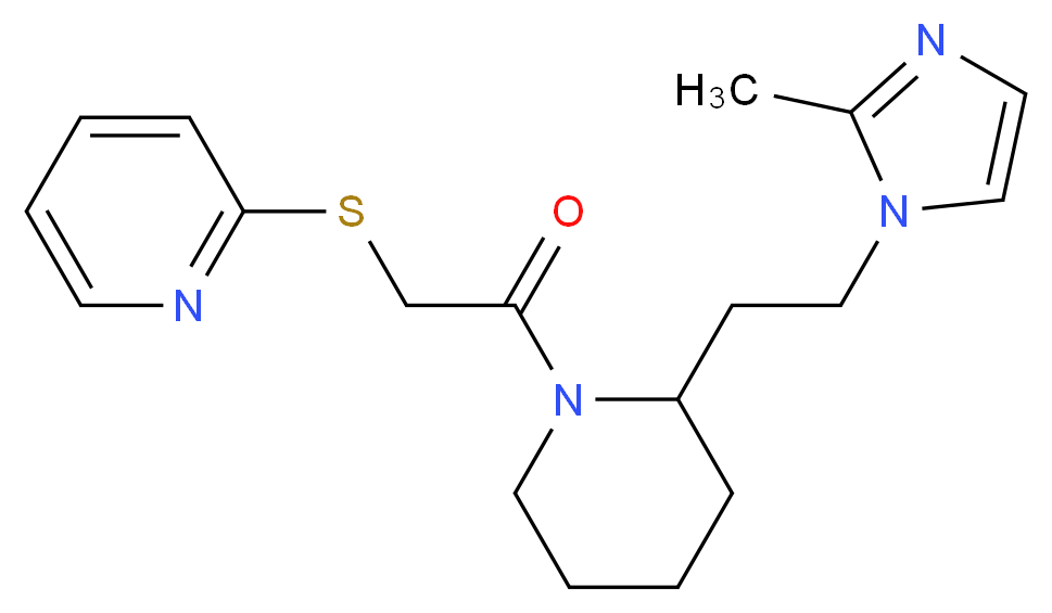 2-[(2-{2-[2-(2-methyl-1H-imidazol-1-yl)ethyl]-1-piperidinyl}-2-oxoethyl)thio]pyridine_分子结构_CAS_)