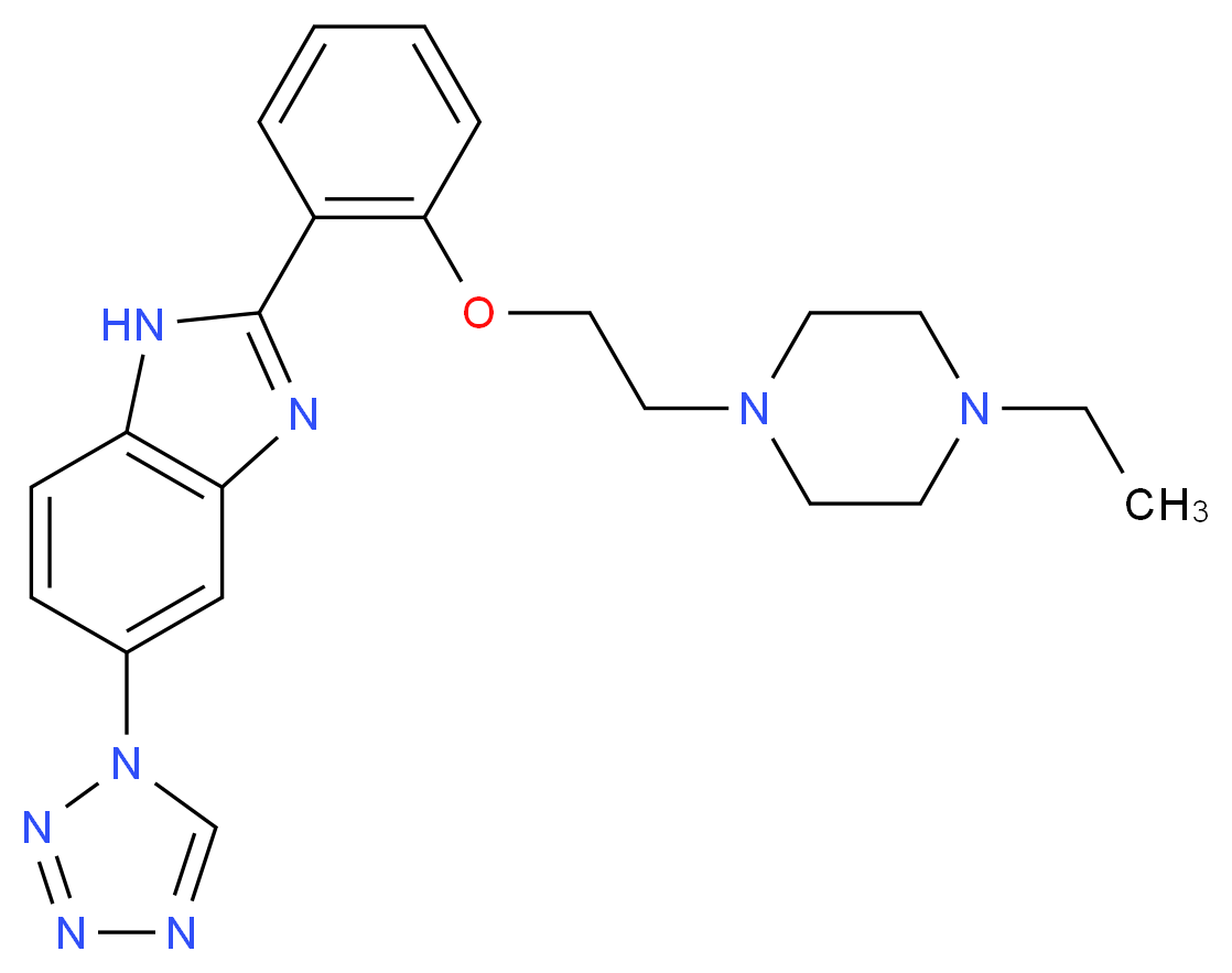 2-{2-[2-(4-ethylpiperazin-1-yl)ethoxy]phenyl}-5-(1H-tetrazol-1-yl)-1H-benzimidazole_分子结构_CAS_)