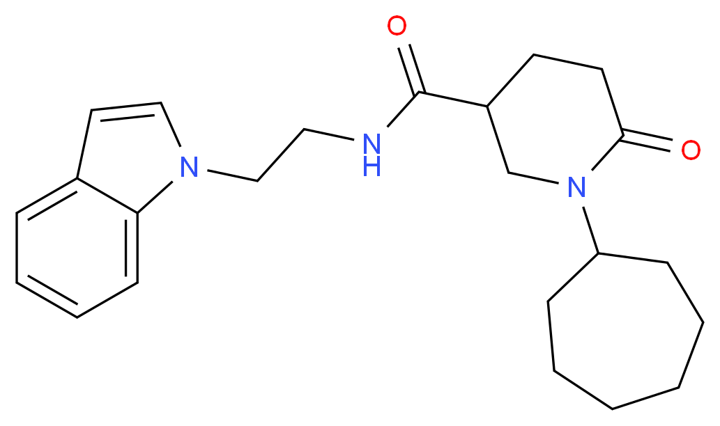 1-cycloheptyl-N-[2-(1H-indol-1-yl)ethyl]-6-oxo-3-piperidinecarboxamide_分子结构_CAS_)